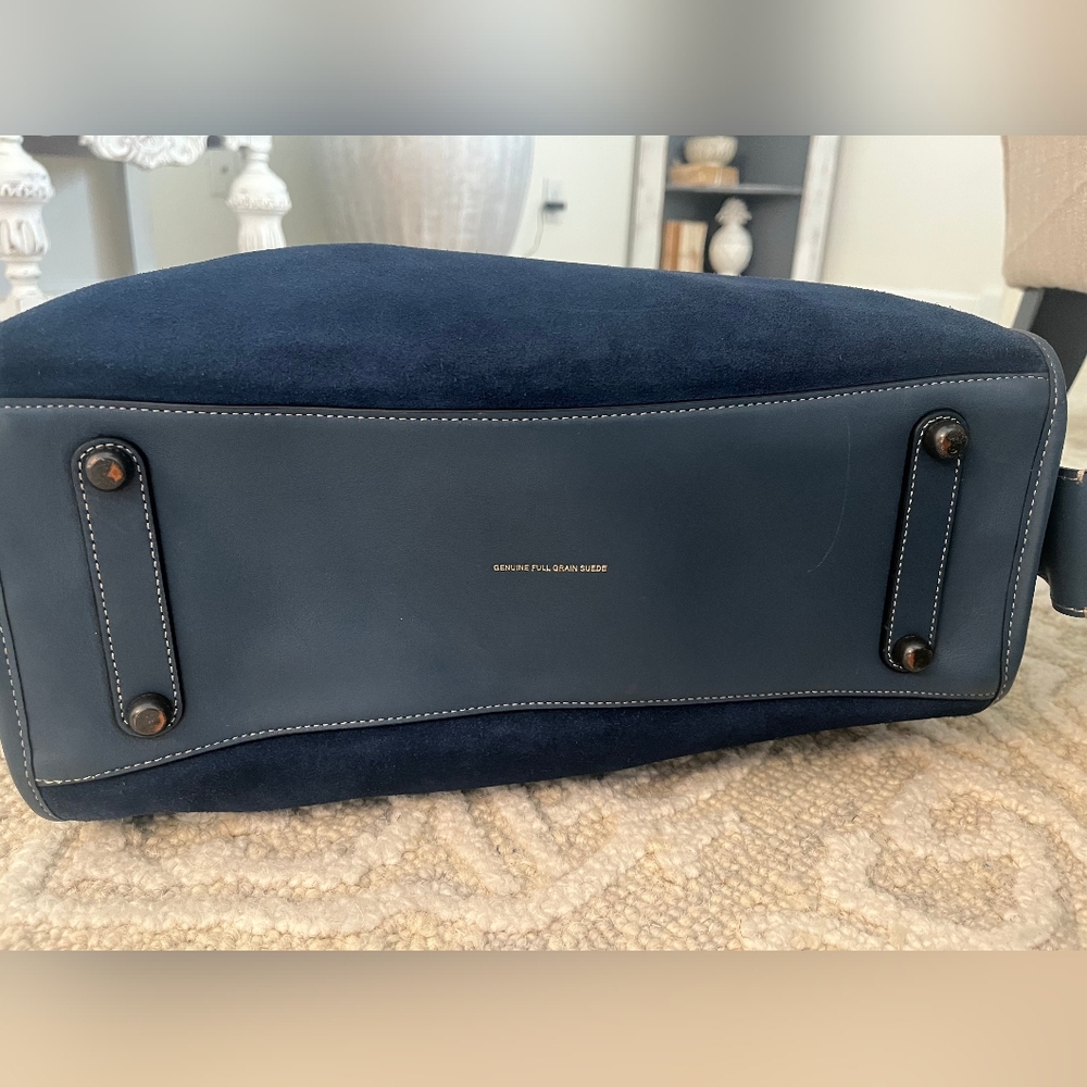 Authentic Coach Navy Blue Suede And Leather 1941 Rogue 36 Tote Bag - Picture 12 of 16